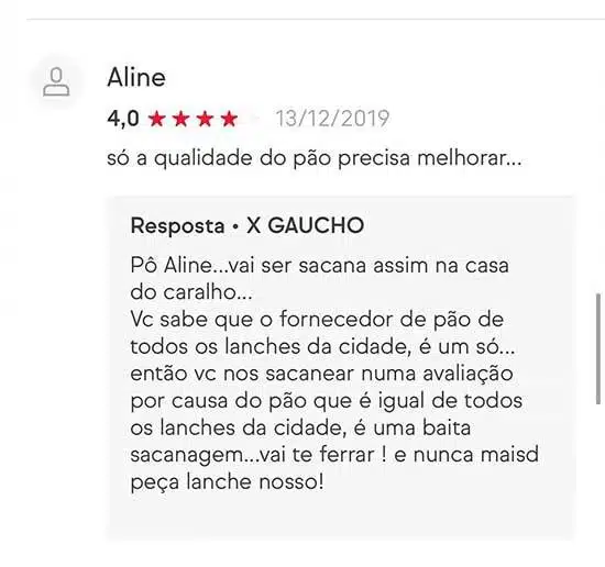 X gaúcho critica clientes no iFood